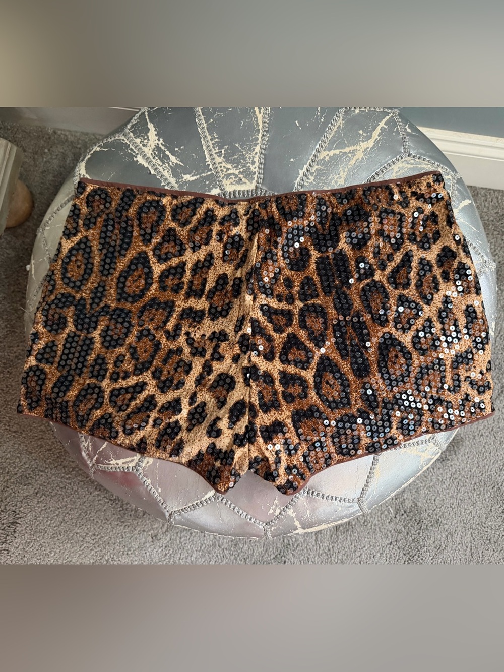 Leopard Sequin Women’s Shorts - Brown/Black